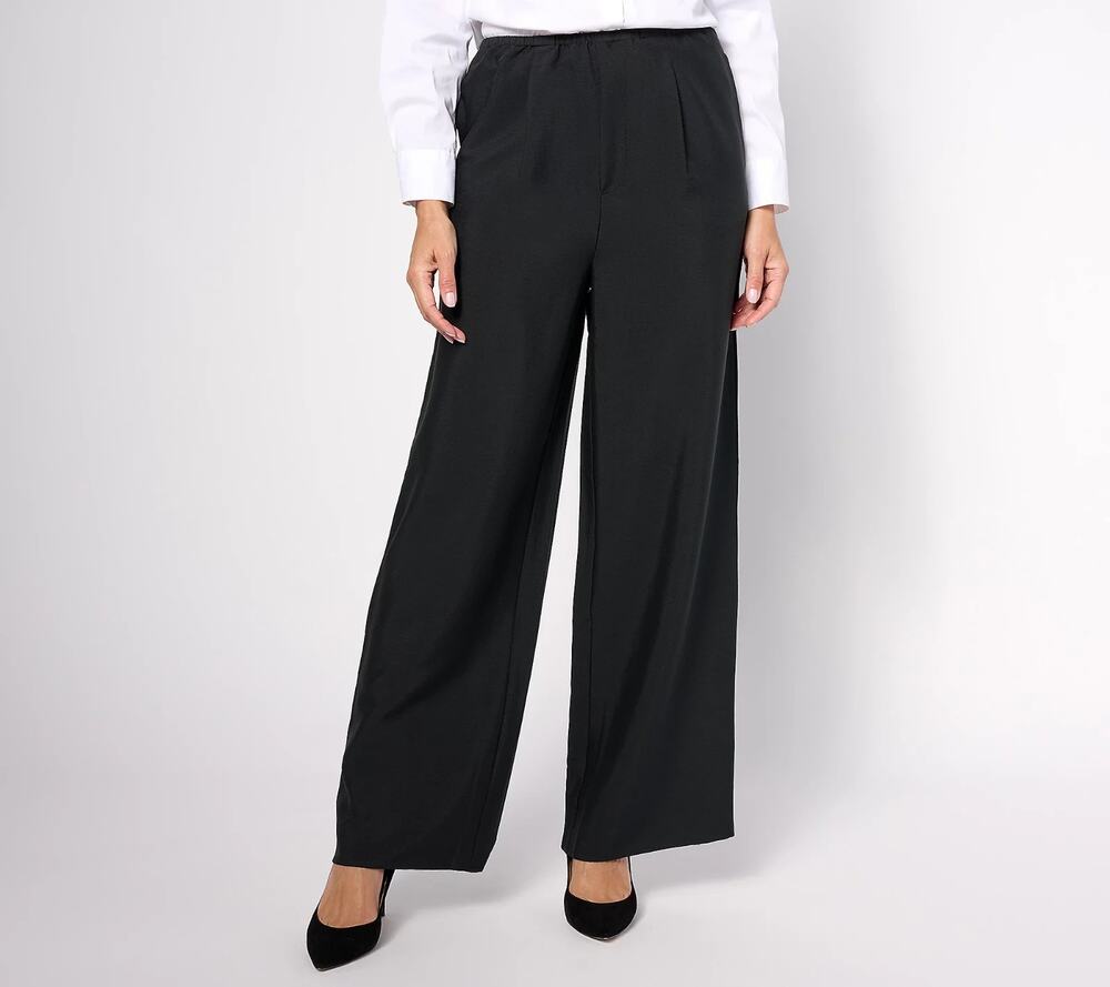 Studio Park Pants Womens Medium Black Wide Leg Pleated Office High Rise Capsule